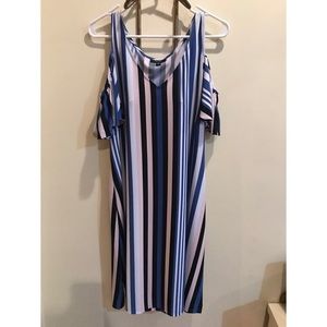 Striped cold shoulder dress
